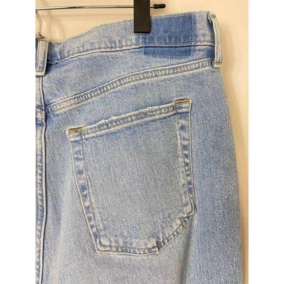 NWT ABERCROMBIE JEANS 33 CURVE LOVE CRISS CROSS DAD HIGH RISE BUTTON FLY BLUE - Picture 10 of 16
